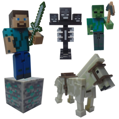 Kit com 4 itens Brinquedo Boneco Minecraft Zumbi, Pólvora, Bloco e Picareta  - LETLOR Shopping Online