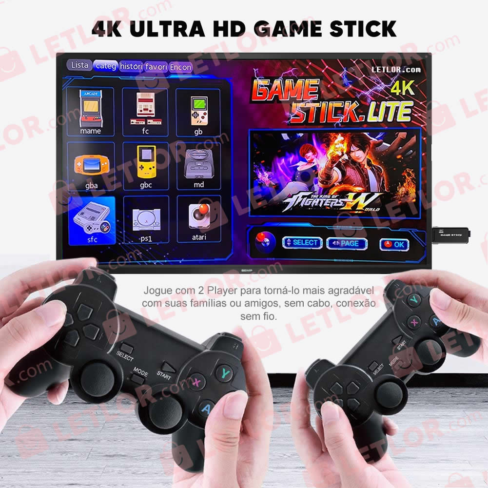 Game Stick Lite 4k Retro Game 2 Controles S/fio 15 Mil Jogos - HEVANS