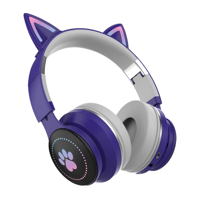 Headset Fone De Ouvido Bluetooth Led Orelha Gato Headphone - E_IDEIAS ONLINE