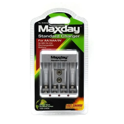 Carregador de Pilhas Maxday AA / AAA / 9V Compacto e Bivolt Automático
